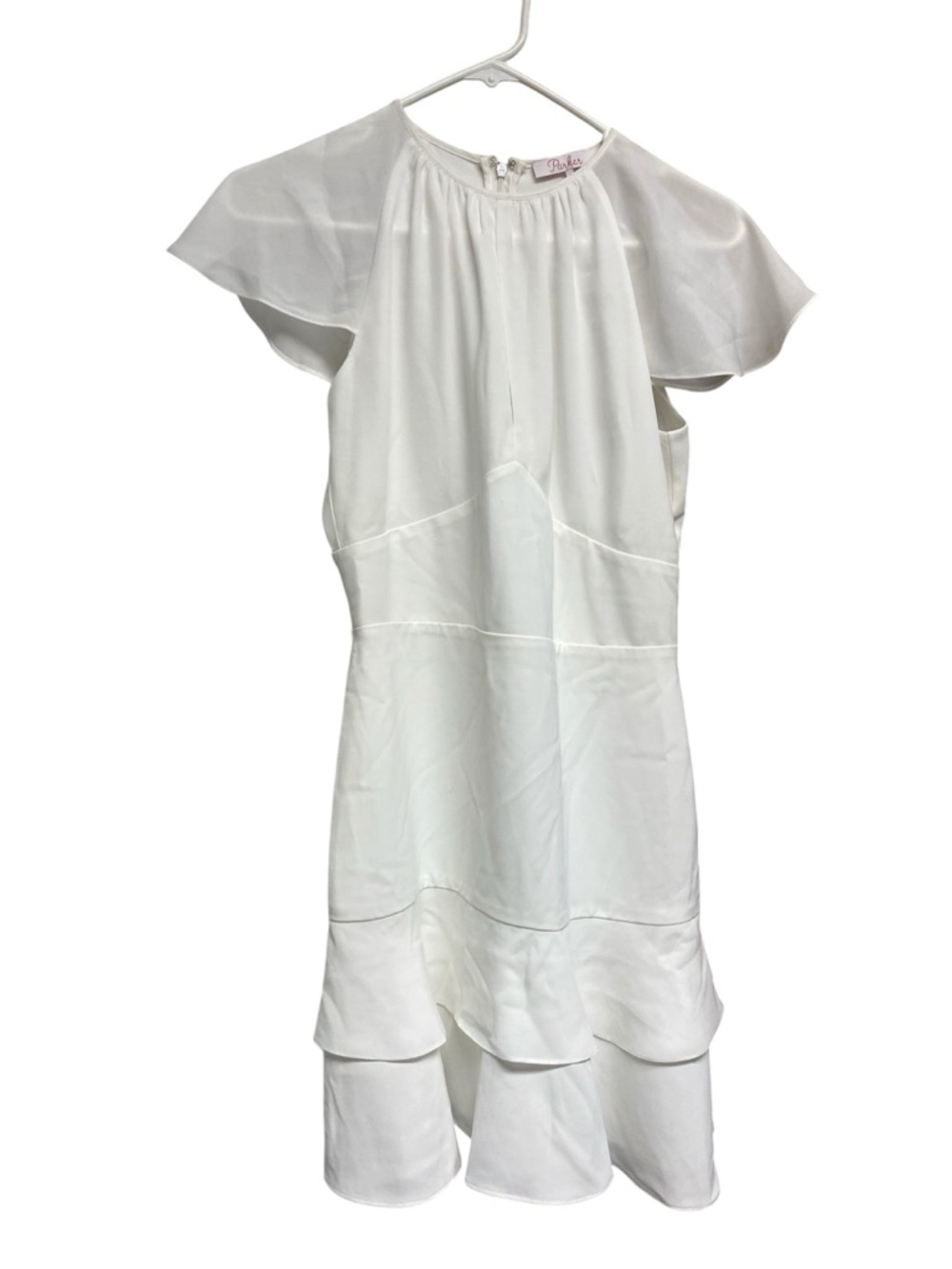Parker White Flutter Sleeve Tiered Dress